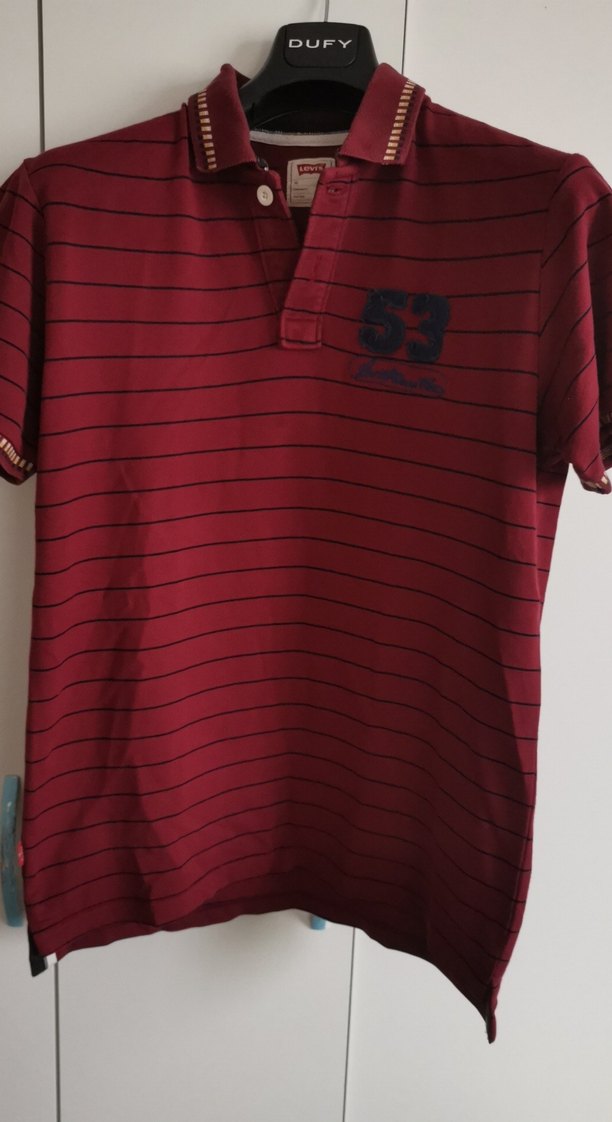 Bordo Çizgili Erkek Polo Tişört - Görsel 2