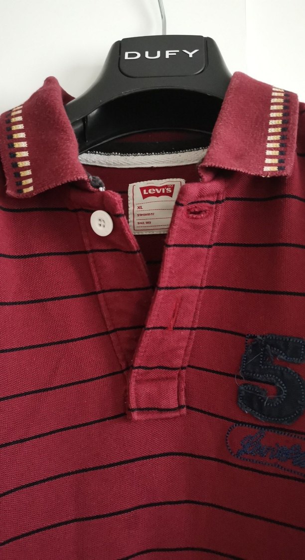 Bordo Çizgili Erkek Polo Tişört - Görsel 4