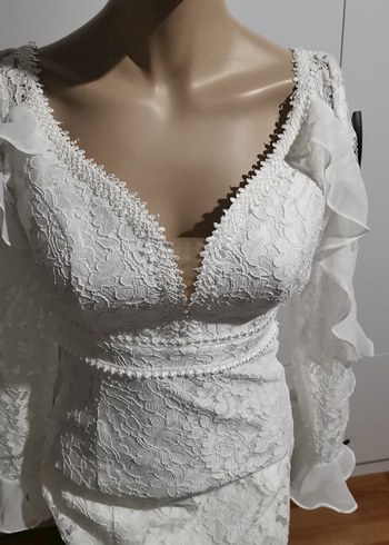 Uzun Kollu tül detaylı Denizkızı Gelinlik - Görsel 6