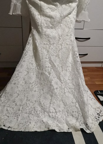 Uzun Kollu tül detaylı Denizkızı Gelinlik - Görsel 5