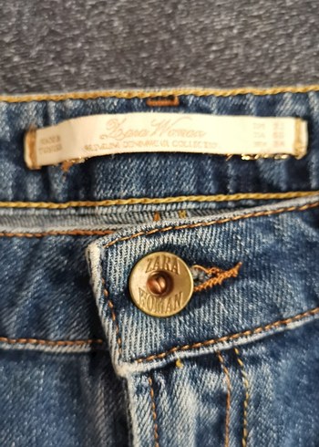 Punt  Detaylı Mavi Mini Denim Şort - Görsel 7