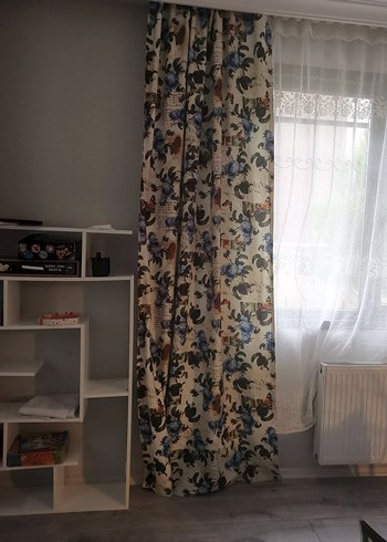 Modern Klasik  Mavi Çiçek Desenli Perde - Görsel 2