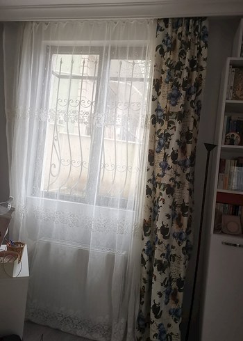 Modern Klasik  Mavi Çiçek Desenli Perde - Görsel 4