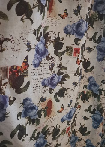 Modern Klasik  Mavi Çiçek Desenli Perde - Görsel 9