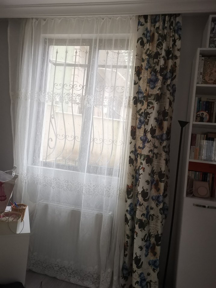 Modern Klasik  Mavi Çiçek Desenli Perde - Görsel 5