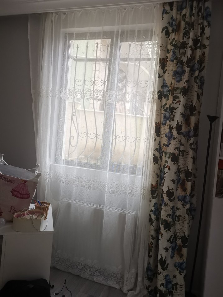 Modern Klasik  Mavi Çiçek Desenli Perde - Görsel 3