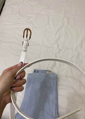 Beyaz Tokalı Kadın Kot Kemeri - Görsel 2