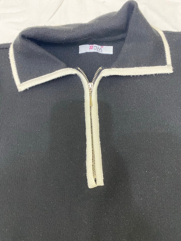 Siyah Yakalı Kadın Triko Elbise - Görsel 3