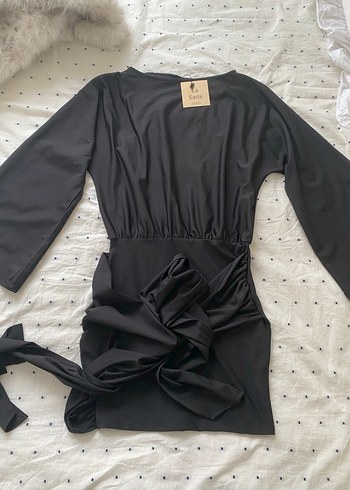 Siyah mini elbise - Görsel 4