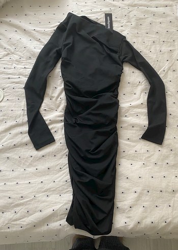 Siyah mini elbise - Görsel 4