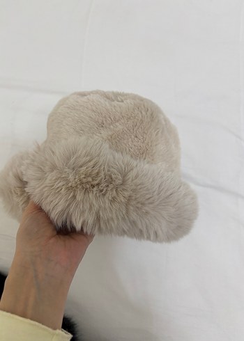 Kadın krem Kürklü Şapka - Görsel 3