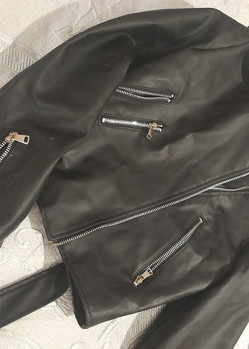 kısa deri ceket - Görsel 2