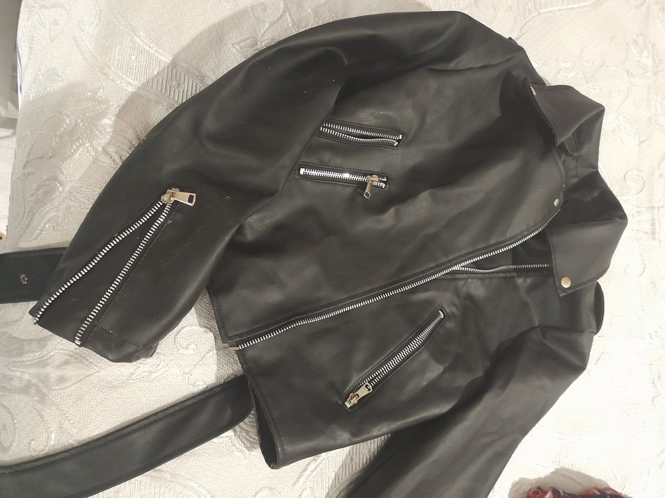 kısa deri ceket - Görsel 2