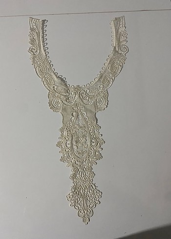 Diğer Uzun Beyaz Nakışlı Dantel Bohem güpür