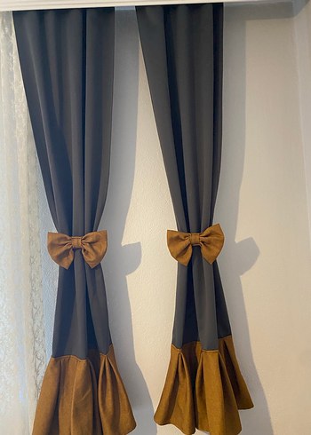 Kahverengi Modern Klasik Bağcıklı Perde - Görsel 9