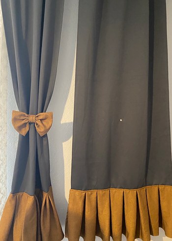 Kahverengi Modern Klasik Bağcıklı Perde - Görsel 4