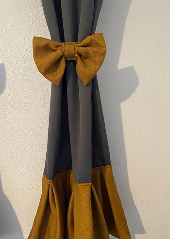 Kahverengi Modern Klasik Bağcıklı Perde - Görsel 7