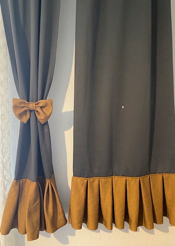 Kahverengi Modern Klasik Bağcıklı Perde - Görsel 10