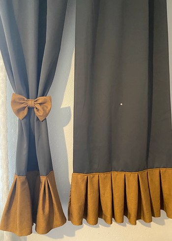 Kahverengi Modern Klasik Bağcıklı Perde - Görsel 11