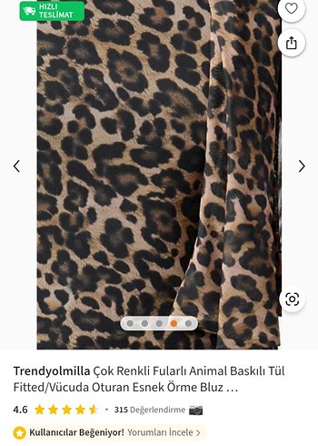 m Beden Trendyol Milla Fularlı Leopar Desenli Uzun Kollu Bluz