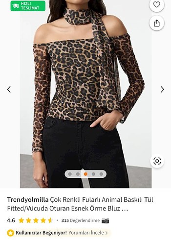 Trendyol & Milla Trendyol Milla Fularlı Leopar Desenli Uzun Kollu Bluz