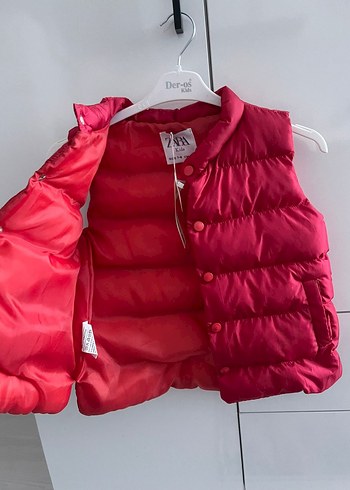 zara unisex kırmızı çocuk yelek - Görsel 2