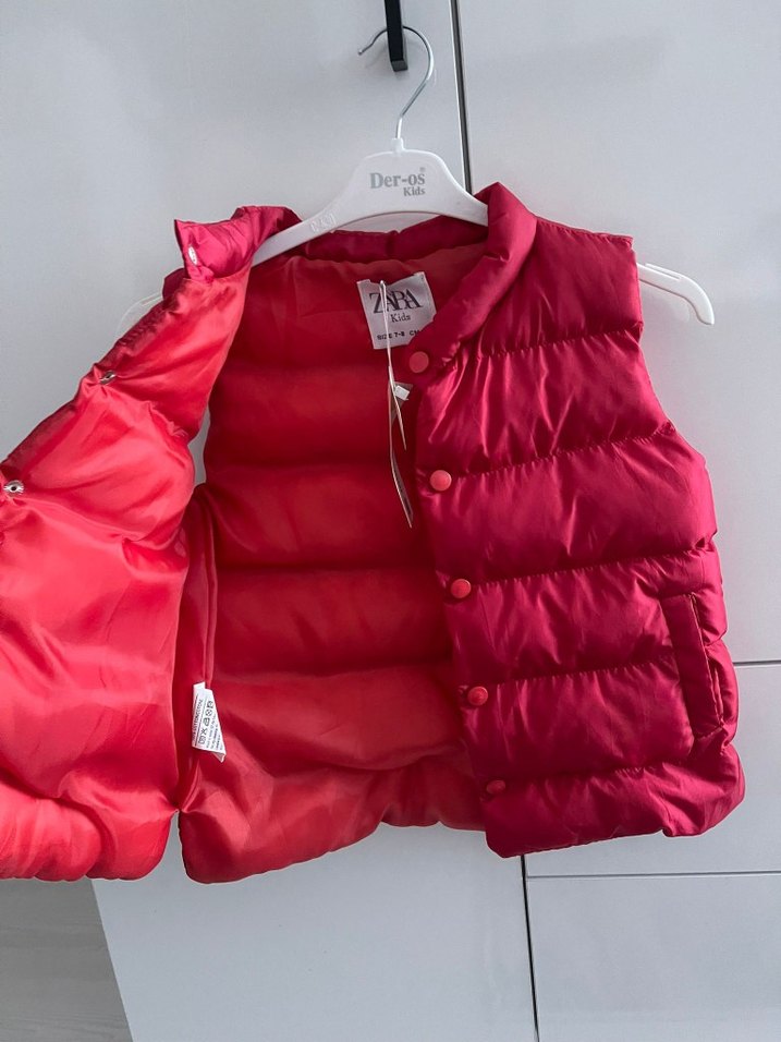 zara unisex kırmızı çocuk yelek - Görsel 2