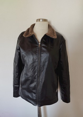 vintage erkek biker deri ceket mont