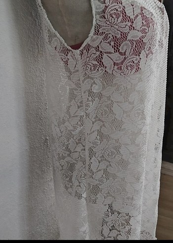l Beden Beyaz kimono plaj kıyafeti pareo