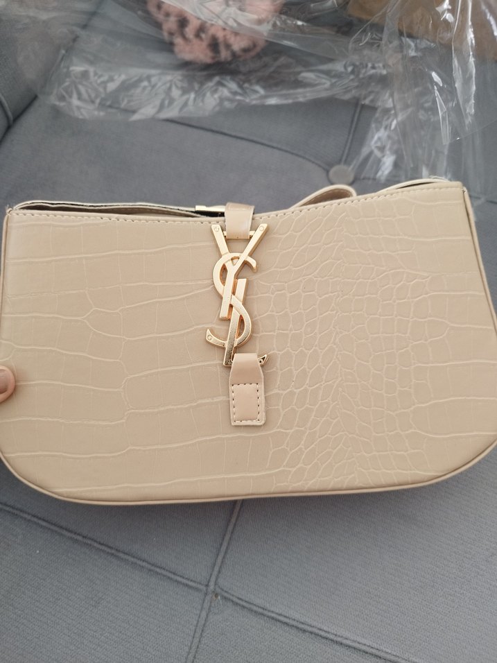 Bej rengi YSL deri baget çanta - Görsel 3