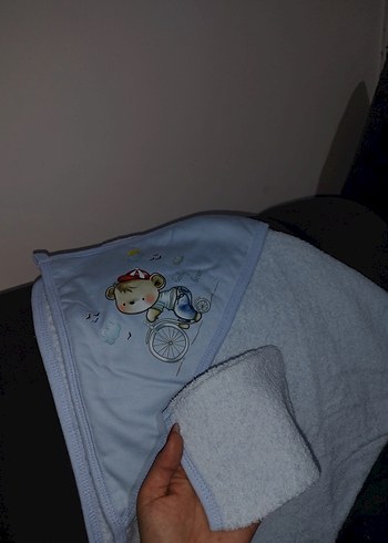 erkek bebek mavi havlu kese bornoz - Görsel 6
