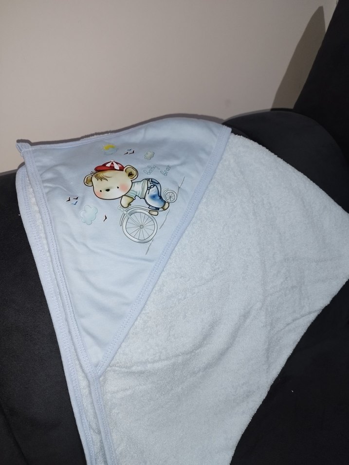 erkek bebek mavi havlu kese bornoz - Görsel 5