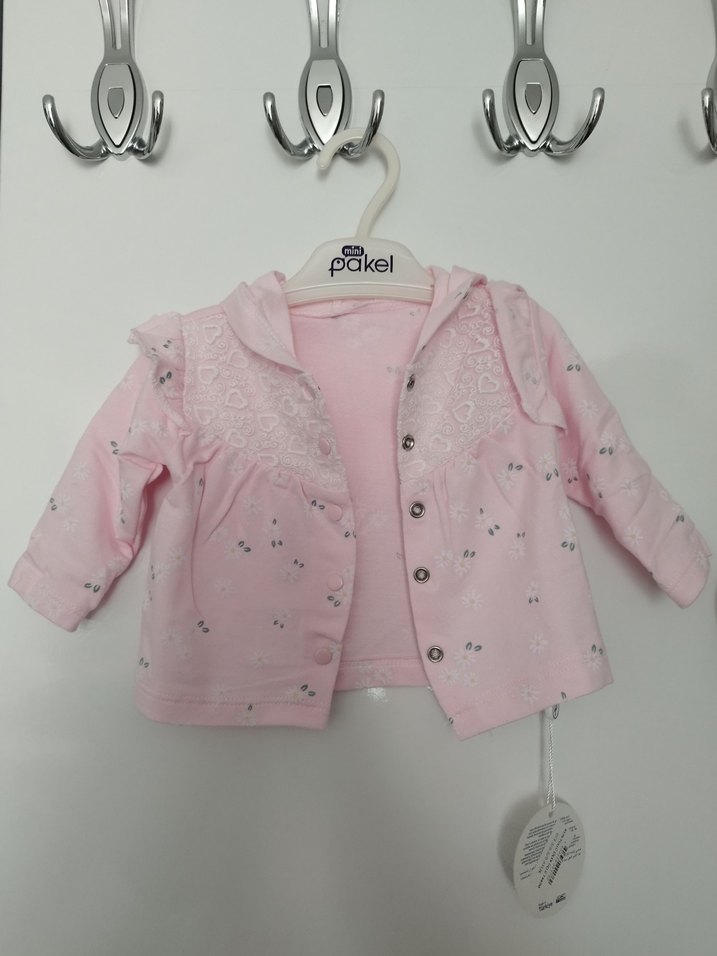 kız bebek üçlü takım zıbın body tayt alt hırka - Görsel 5