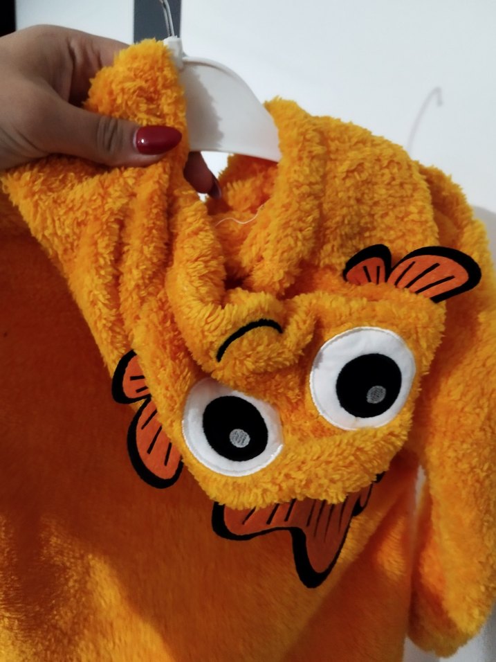 unisex turuncu balık bebek tulum - Görsel 4