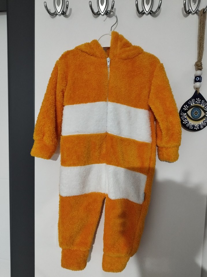 unisex turuncu balık bebek tulum - Görsel 2