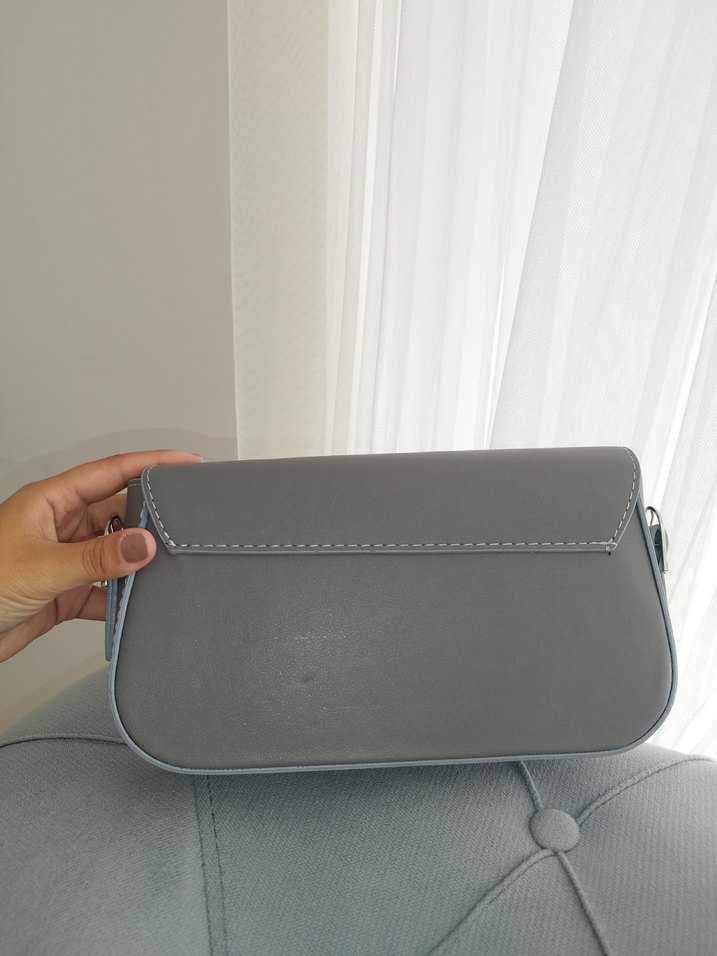 gri baget kadın omuz çantası - Görsel 4