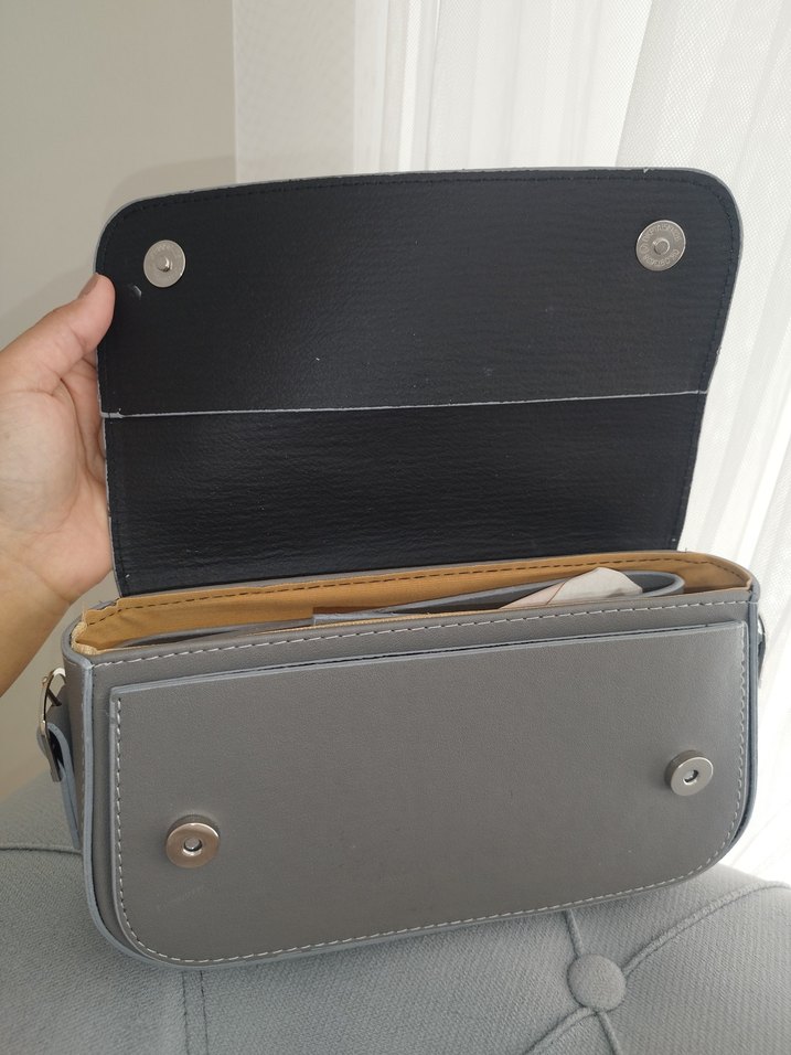 gri baget kadın omuz çantası - Görsel 2