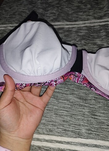xl Beden Pembe siyah desenli bikini takım