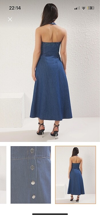 s Beden mavi Renk Denim Elbise