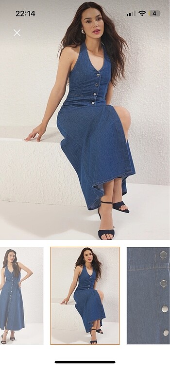 s Beden Denim Elbise