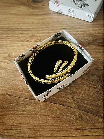 Serpent Model Çelik Kelepçe ve Yüzük - Görsel 5