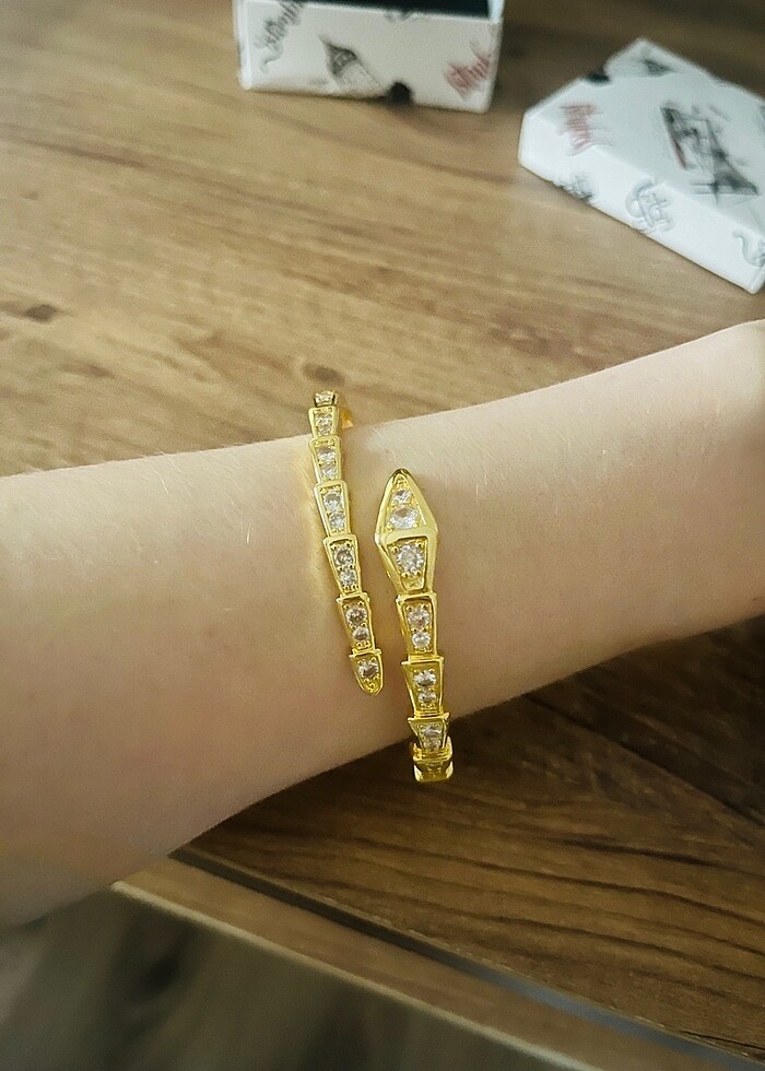 Serpent Model Çelik Kelepçe ve Yüzük - Görsel 2