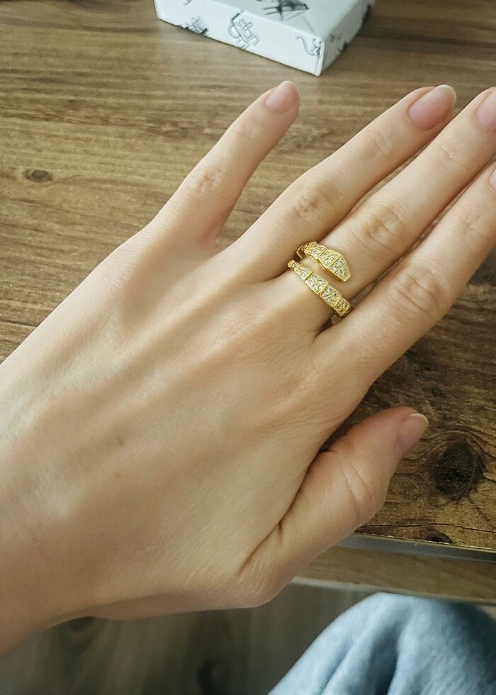 Serpent Model Çelik Kelepçe ve Yüzük - Görsel 3