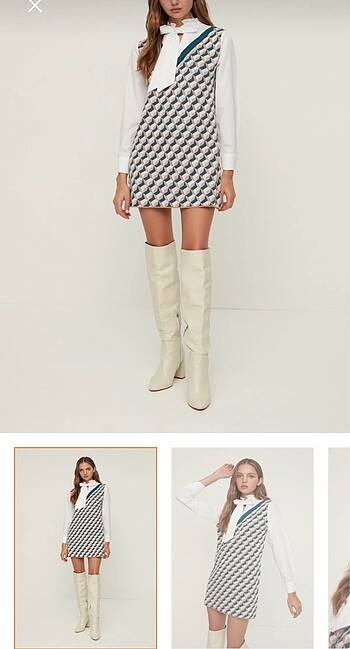 Triko kendinden desenli elbise - Görsel 5