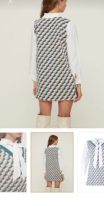 Triko kendinden desenli elbise - Görsel 7