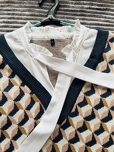 Triko kendinden desenli elbise - Görsel 2