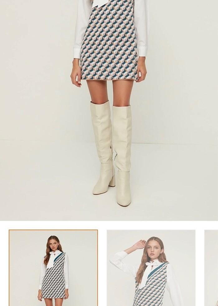 Triko kendinden desenli elbise - Görsel 5