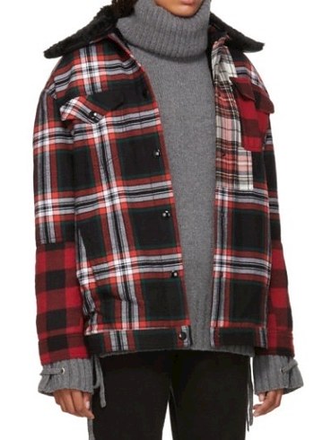 McQ Alexander McQueen Red and Black Tartan Boxy Jacket Kadın