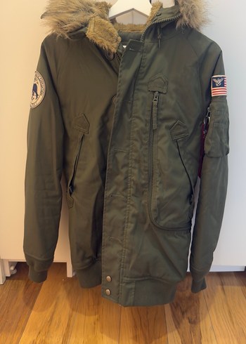 s Beden Alpha Industries Kürk Detaylı Kamuflaj Kadın Kışlık Mont
