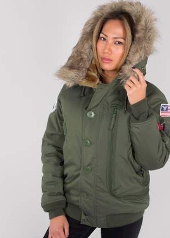 Diğer Alpha Industries Kürk Detaylı Kamuflaj Kadın Kışlık Mont